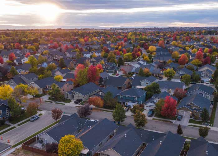 arial photograph of neighborhood